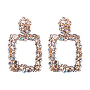 Clear crystal dangle doorbell earrings very trendy